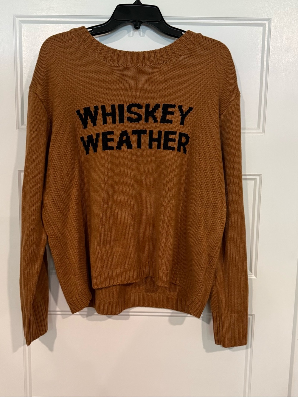Panache 'Whiskey Weather' Crewneck Sweater - Rust Brown with Black Text